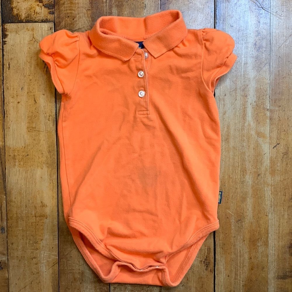 OshKosh 18 mos girls onesie orange collared bodysuit cotton